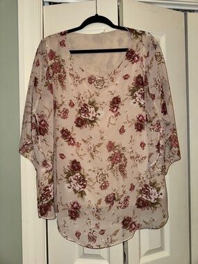 Floral Tunic Blouse - Mauve Rose